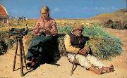 Michael Ancher Figures in landscape Sweden oil painting artist